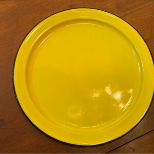OTTO Japan vintage round Enamel ware plate yellow black trim excellent condition